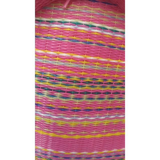 Contemporary African Hand-Woven Hot Pink Coiled Statement Handle Basket For Sale In New York - Image 6 of 11
