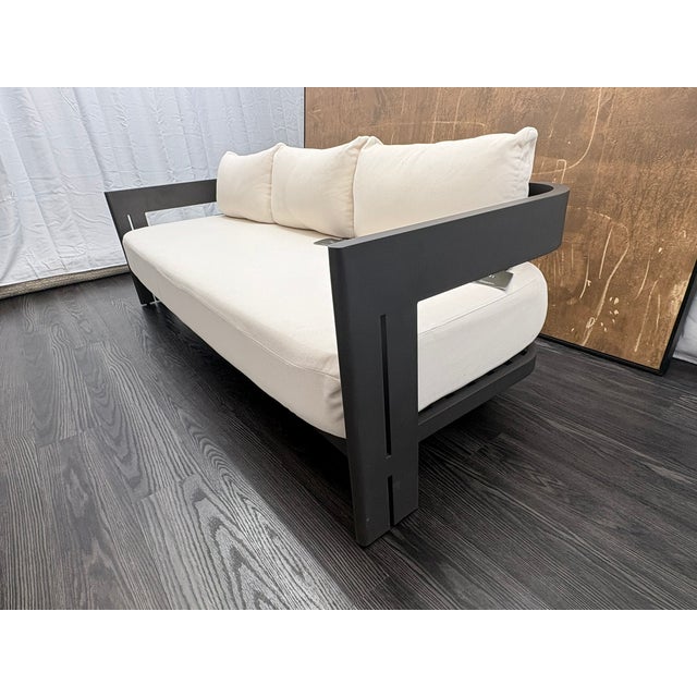Rh Matira Aluminum Sofa Designed by Harrison & Nicholas Condos 84" | Iron Finish | Natural Performance Textured Weave For Sale - Image 10 of 18
