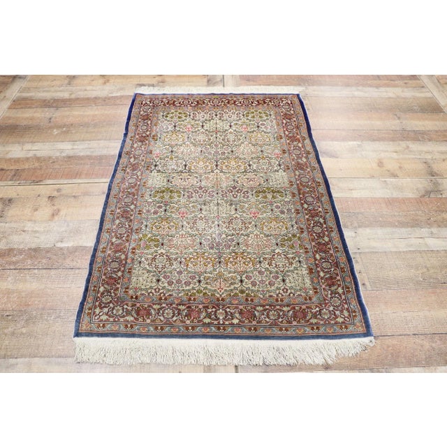 Textile Vintage Turkish Silk Hereke Rug - 03'01 X 04'09 For Sale - Image 7 of 9