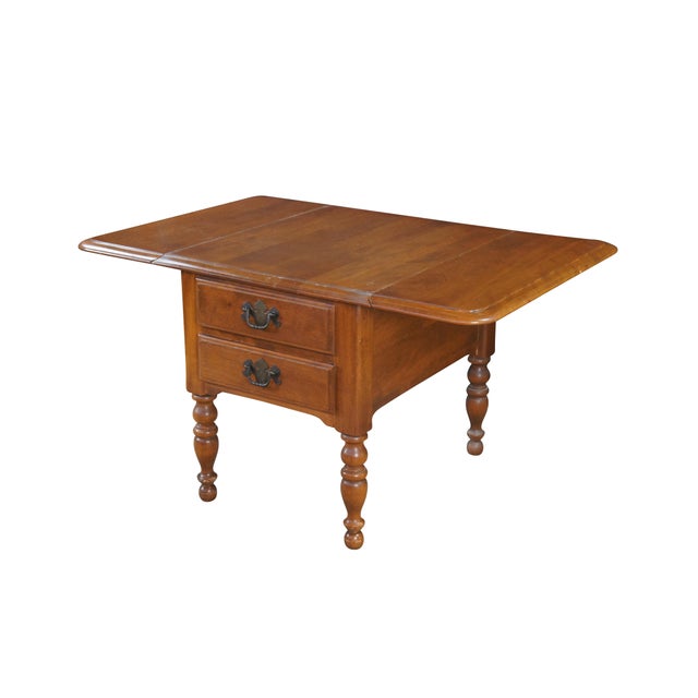 American Late 20th Century Ethan Allen Heirloom Colonial Early American Nutmeg Maple Drop Leaf Table 8644 For Sale - Image 3 of 12