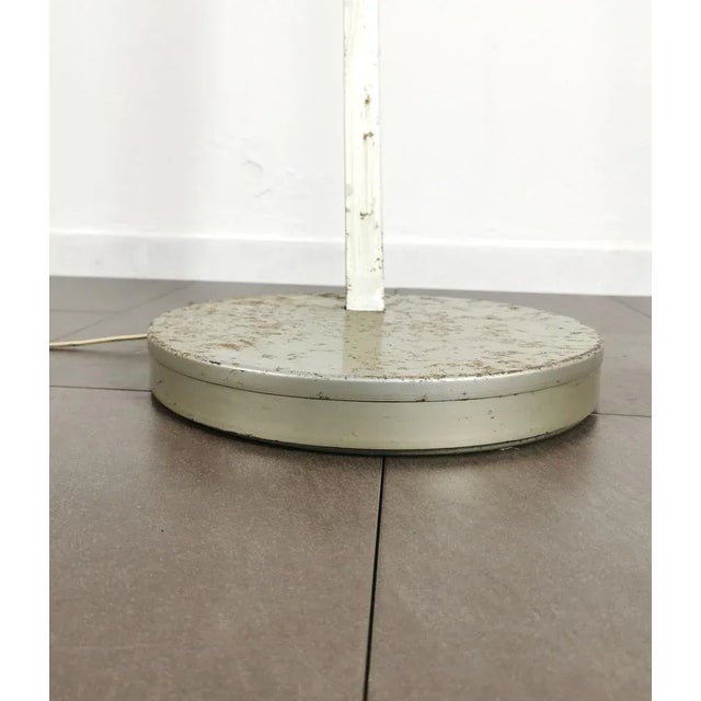 Vintage Italian Gray Enameled Metal Ground Lamp Years, 1960s For Sale - Image 10 of 13
