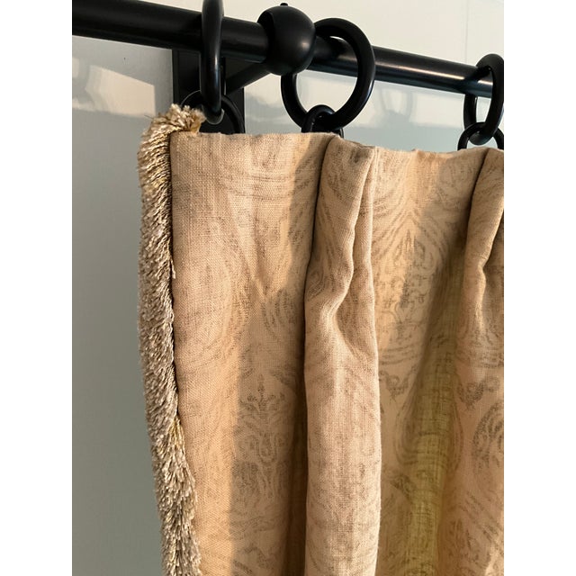 Set of 4, Rose Tarlow Drapery Panels With Lining, Interlining and Fringe For Sale - Image 15 of 15