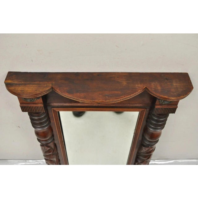 Antique American Empire Walnut Leaf Carved Wall Console Pier Mirror For Sale - Image 12 of 12