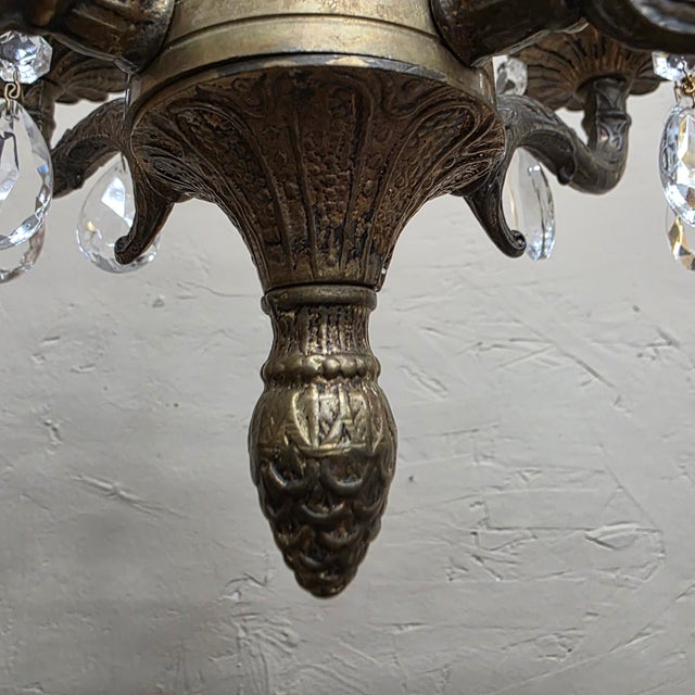 1960s Brass Pineapple Crystal Four-Light Chandelier For Sale - Image 15 of 17