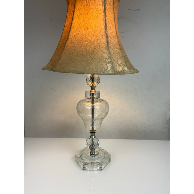 Glass Vintage Cut Glass Table Lamp For Sale - Image 7 of 12