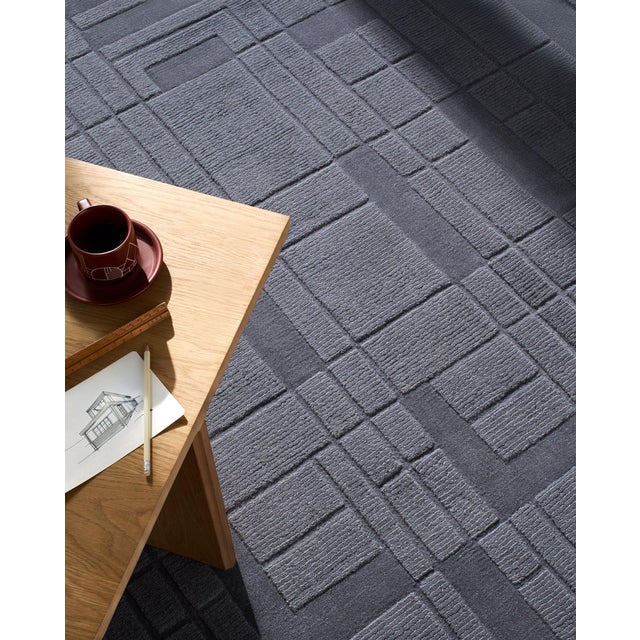 Art Deco Frank Lloyd Wright Foundation x SURYA Luxuries Handmade Rug Charcoal 9x12 For Sale - Image 3 of 5