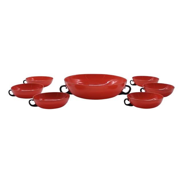 Vintage Italian Fruit Salad Bowls by Napoleone Martinuzzi for Venini, 1940s, Set of 7 For Sale