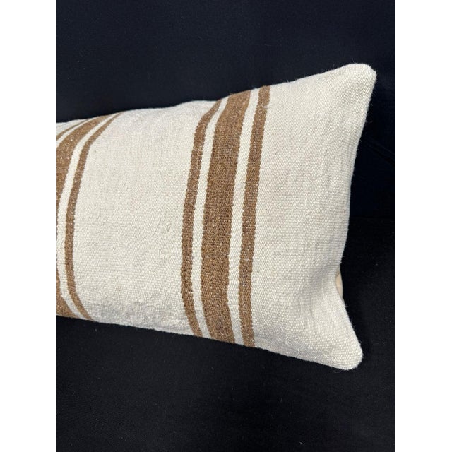 Turkish Hemp Pillow Cushion Natural Beige Brown Cushion Cover 14x40 For Sale - Image 4 of 4
