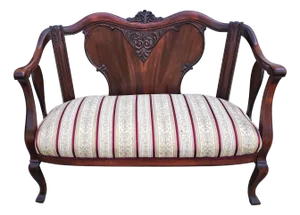 Early 20th Century Edwardian Mahogany and Upholstered Settee