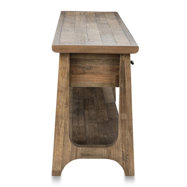 Farmhouse Salvaged Pine Five-Drawer Console Table For Sale - Image 3 of 9