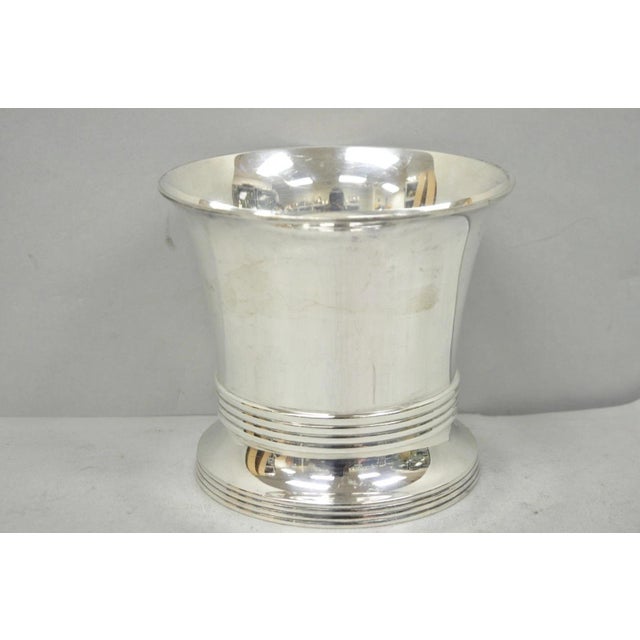 Traditional Vintage English Regency Soldered Silver Plated Fluted Champagne Chiller Bucket For Sale - Image 3 of 12
