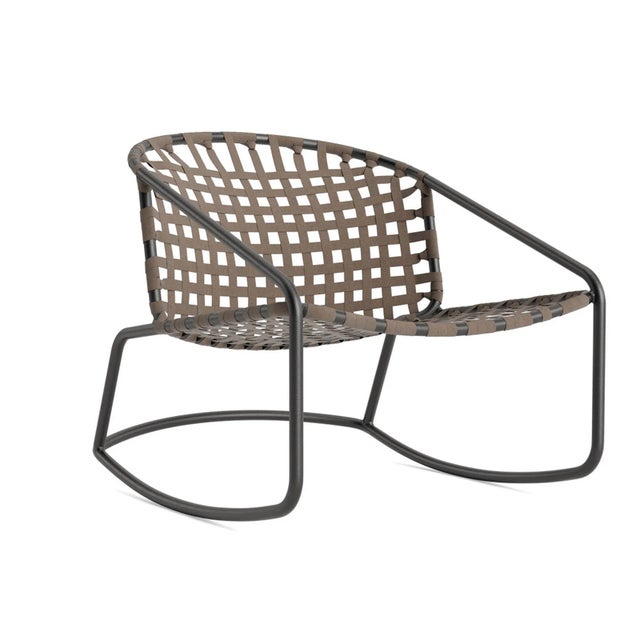 Brown Jordan Kantan Aluminum Suncloth Motion Lounge Chair, Textured Pewter frame with Mica fabric For Sale - Image 12 of 12