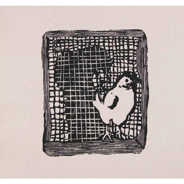 Mino Maccari, The Hen, Original Linocut, 1951 For Sale