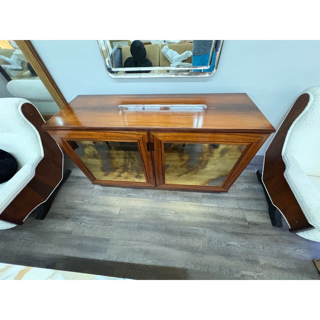 Wood 1960s Italian Modern Credenza With Mirrored Doors For Sale - Image 7 of 13