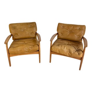 Vintage Leather Lounge Chairs, Set of 2 For Sale