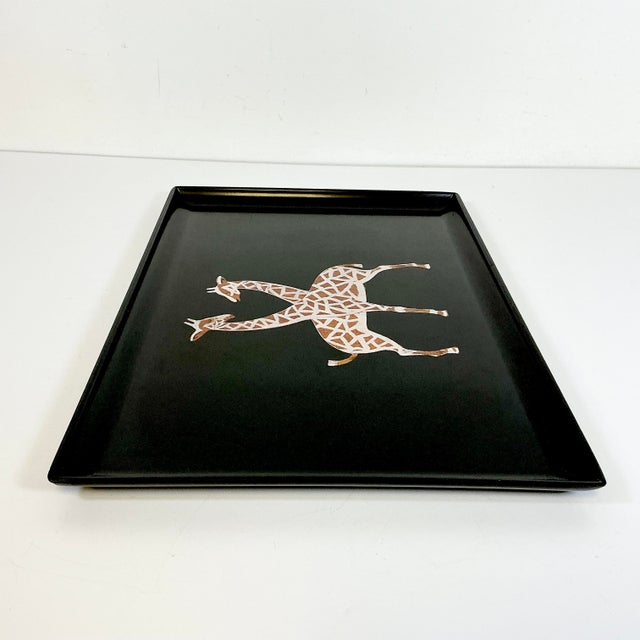 1970s Mid-Century Hollywood Regency Boho Chic Safari Couroc Giraffe Tray, Extra Large. For Sale - Image 14 of 18