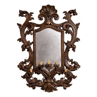Large Louis XV Venetian Wall Mirror with Five Light Arms, 1890s For Sale