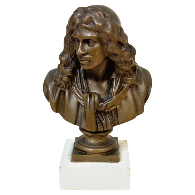 Bronze Reduction Bust of Molière by F. Barbedienne, after Caffieri For Sale - Image 10 of 18