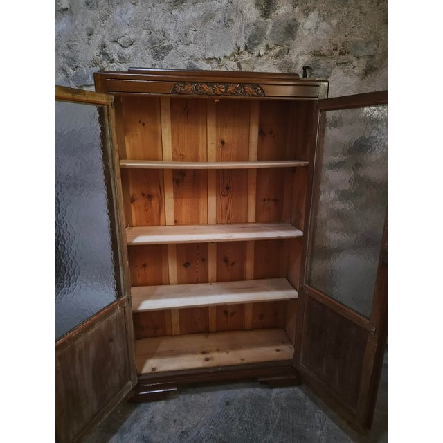 Wood Vintage Art Deco French Beech Display Cabinet with Glass Door, 1930 For Sale - Image 7 of 16