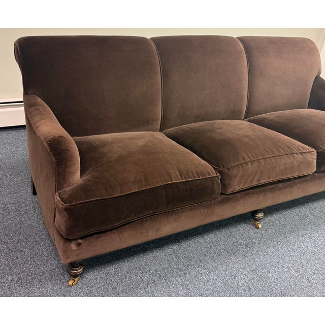Chocolate Cisco Brothers English George Smith Style Rolled Arm Sofa For Sale - Image 8 of 12