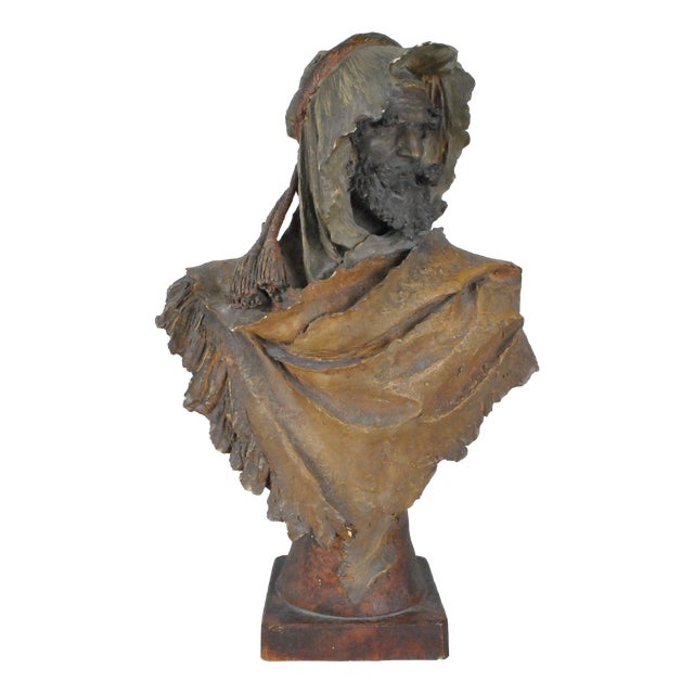 19th Century Orientalist Terracotta Bust of an Arab For Sale