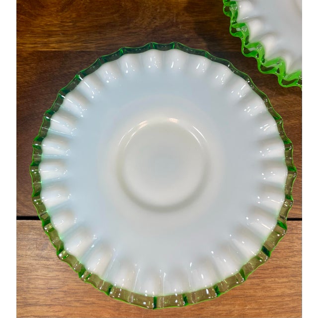 Mid 20th Century Mid 20th Century Fenton Emerald Crest Milk Glass Saucer Plates - Set of 4 For Sale - Image 5 of 9