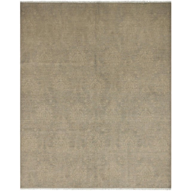 Gray 1990s Boho Chic Sun-Faded Gray/Ivory Wool & Silk Rug - 8'0 X 9'11 For Sale - Image 8 of 8