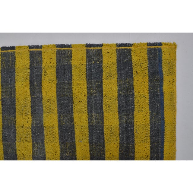 Textile Neutral Stripe Vintage Wool Kilim Rug For Sale - Image 7 of 7