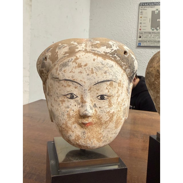 Vintage Asian Heads + Bases, Set of Three For Sale In San Francisco - Image 6 of 12