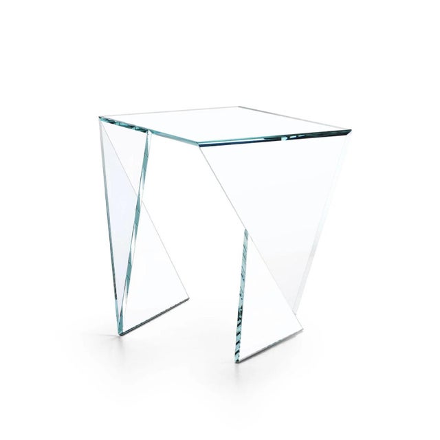 Origami Calcio Side Table in Crystal Glass by Barberini & Gunnell For Sale - Image 8 of 9