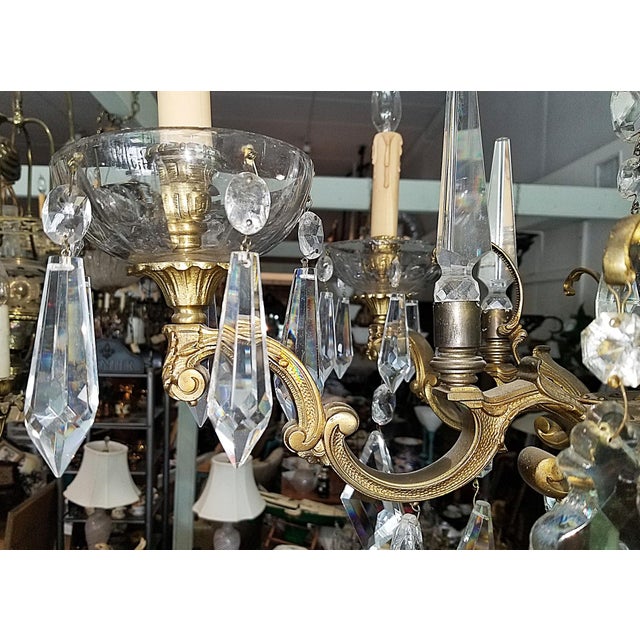 1930s French Bronze Dore' Crystal Chandelier For Sale - Image 13 of 17