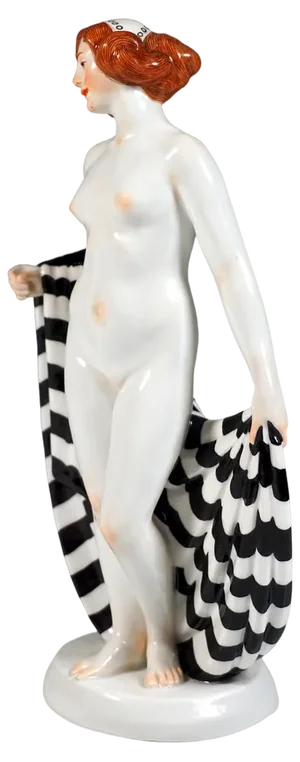 Art Nouveau Meissen Figurine Girl with Shawl attributed to Theodor Eichler, Germany, 1913