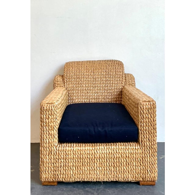Vintage Ralph Lauren Woven Rattan Armchair For Sale - Image 10 of 15