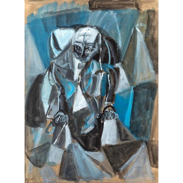 Abstract Composition - Original Tempera on Have paper by P. Sadun - 1953 1953 For Sale - Image 3 of 3