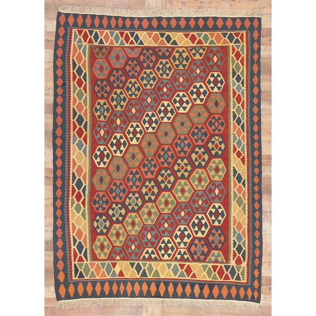 Vintage Persian Shiraz Kilim Rug - 06'08 X 09'00 For Sale - Image 9 of 9