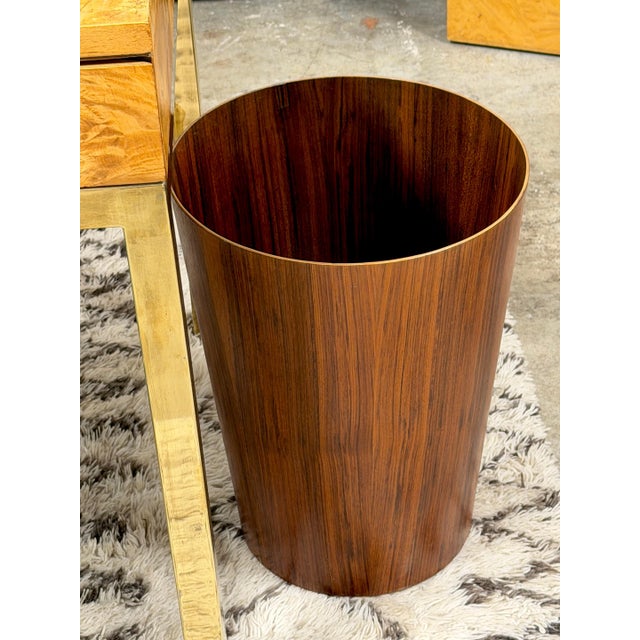 Oversized Swedish Modern Figured Rosewood Wastebasket Sweden, circa 1960s For Sale - Image 10 of 16