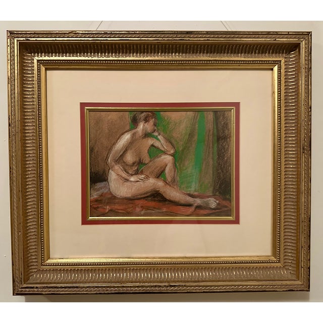 Sublime and contemplative Study of Female Nude in Pastel by the noted female American artist, Lena Gurr. Lena Gurr (1897 -...