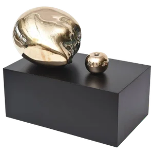 Bronze Skull Head and Apple Sculpture Vintage