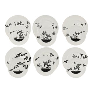 Mid 20th Century Lynn Bogue Hunt "Game Bird" Porcelain Plates, Service for 6 For Sale