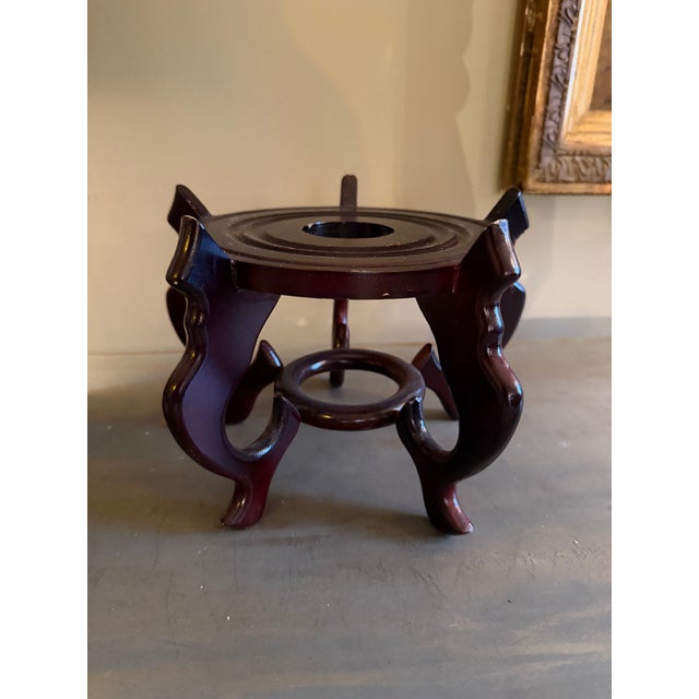 Vintage Chinese Satsuma Style 23.5" Porcelain Vase on Stand For Sale - Image 12 of 12