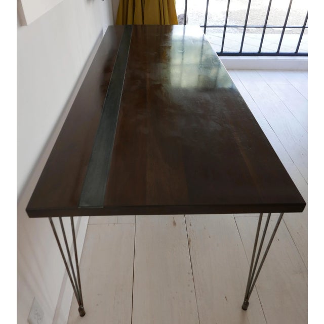 Modern Modern Walnut and Black Stripe Dining Table For Sale - Image 3 of 10