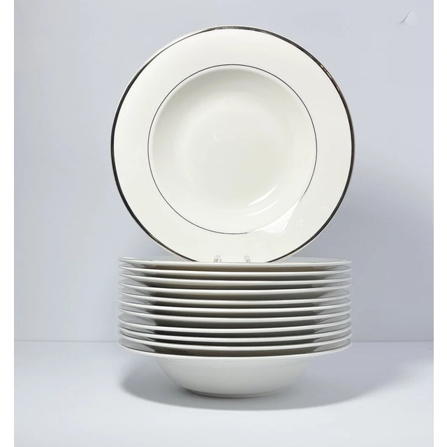 Mikasa “Cameo Platinum” Set of 12 Bone China Rim Soup Bowls 8 3/4” Excellent condition. No chips, cracks, or fleabites....