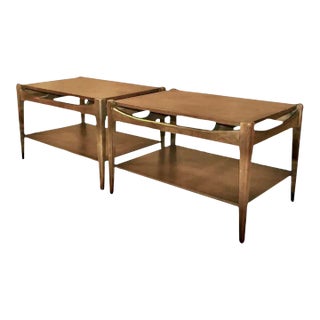 1970s Pair of Mid-Century Bassett Danish Inspired Walnut Side Tables For Sale