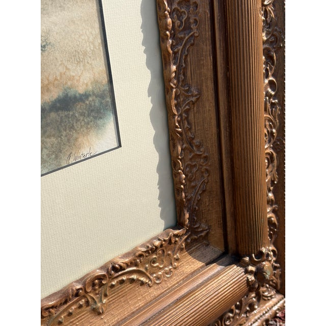 Antique Mid-Century Modern Framed Watercolor Paintings by C. Winterle - a Pair For Sale - Image 10 of 11