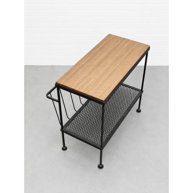 Black Mid Century Modern Industrial Black Metal Magazine Stand / Side Table, C. 1960's For Sale - Image 8 of 11