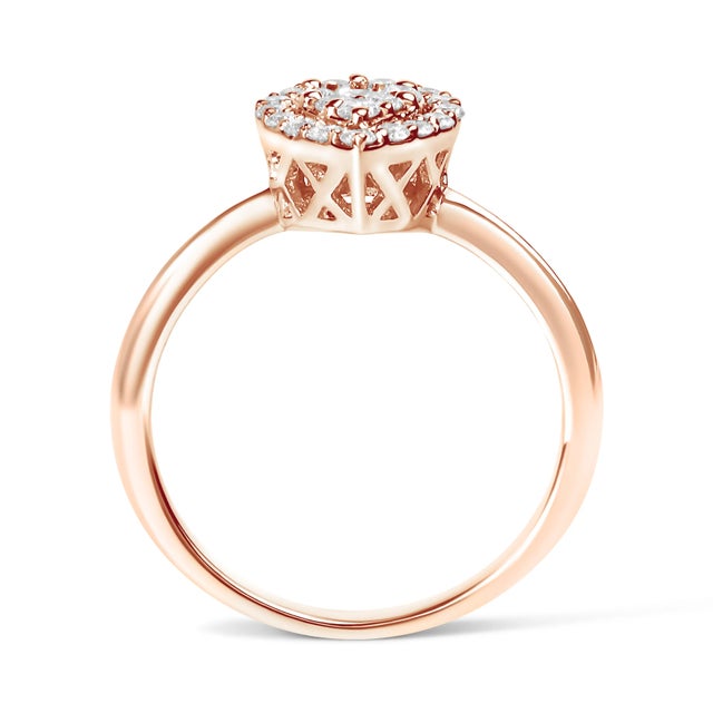 Early 21st Century 10K Rose Gold 3/8 Cttw Round-Cut Diamond Pear Promise Ring - Size 7 For Sale - Image 5 of 7