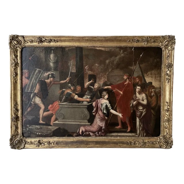 Figurative Scene, Late 1600s, Oil on Canvas, Framed For Sale