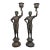 Matched Pair of Vintage Boho Patinated Bronze Boy Torchbearer Candle Holders For Sale