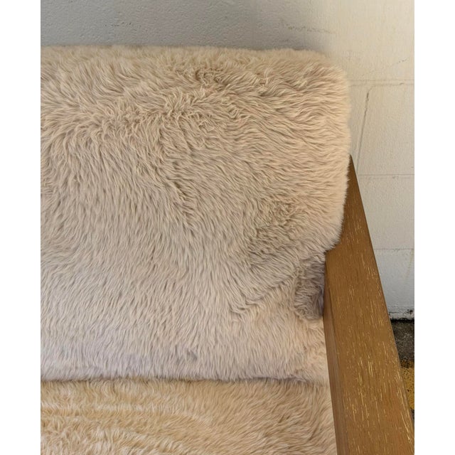 Modern Cream Faux Sheepskin Occasional Chair For Sale - Image 4 of 7