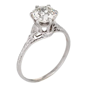 Vintage Art Deco GIA 1.55ct Diamond Ring Engagement Platinum Jewellery size 6.25